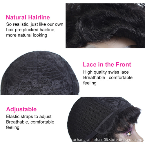 Pixie Cut Machine Made Wigs Short Human Hair Wigs for Black Women Short Straight Black Ladies Wigs 1B Color